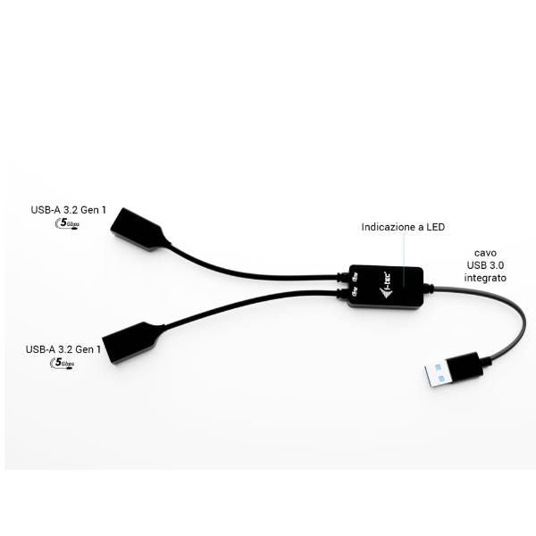 HUB USB-A CAVO Flessibile a 2 porte (2x USB-A) [U3CBLHUB2A]
