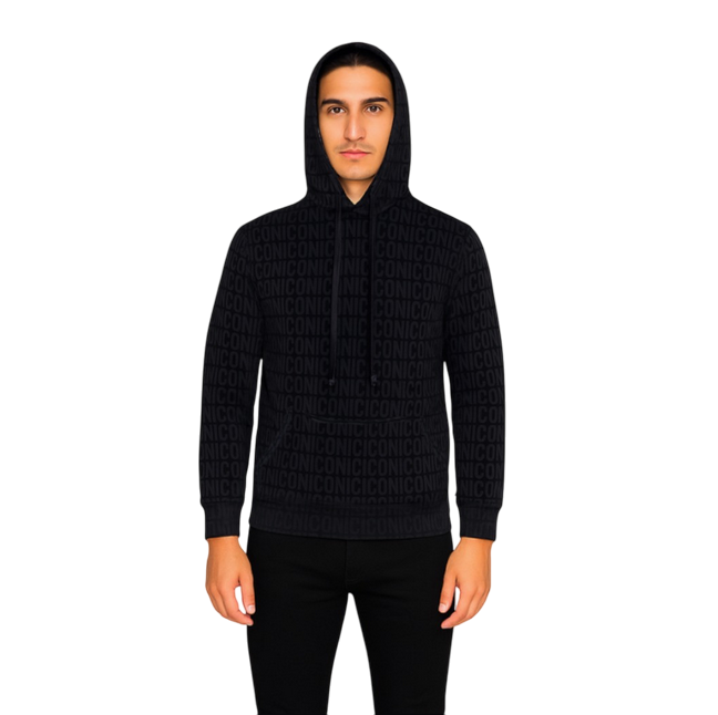 Icon Felpa Uomo con Cappuccio Nero ICUF2W6F020 – Calda, Casual e d’Impatto