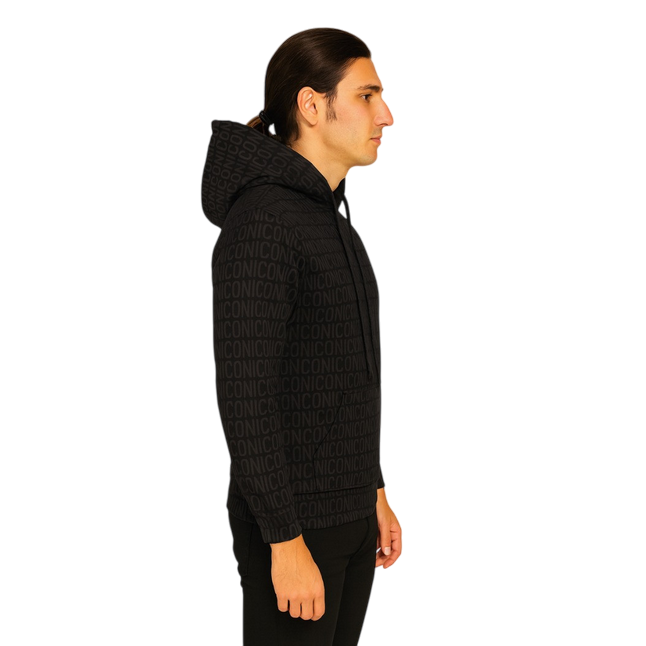 Icon Felpa Uomo con Cappuccio Nero ICUF2W6F020 – Calda, Casual e d’Impatto