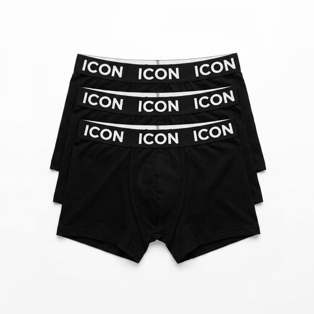 Icon Boxer Uomo Cotone Elasticizzato Nero Confezione 3 Pezzi - IMU09