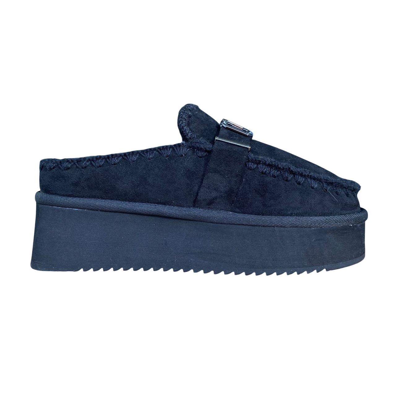 Icon Sabot mocassino donna IC05264SD nero, nabuk e pelliccia.