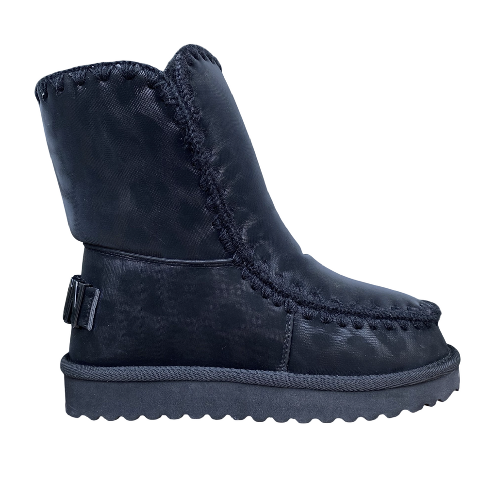 Icon Stivaletto IC05267SD nero, eco-pelle animalier, pelliccia e logo nero.