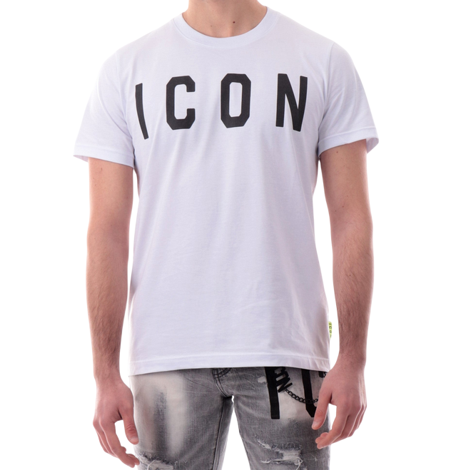 Icon maglietta manica corta da uomo con logo grande ICUS2S5T021 bianco