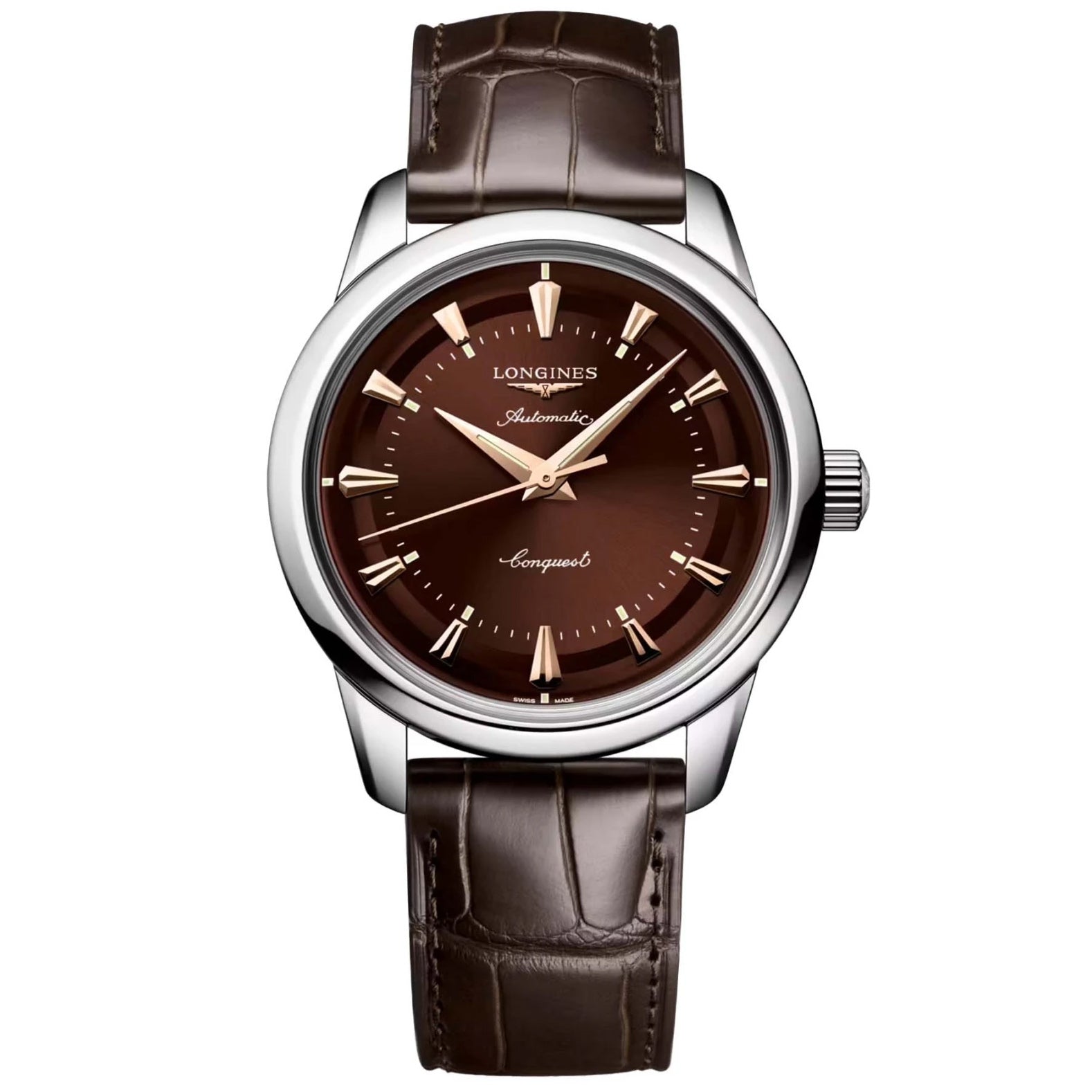 longines orologio Heritage 38mm marrone acciaio automatico L1.649.4.62.2