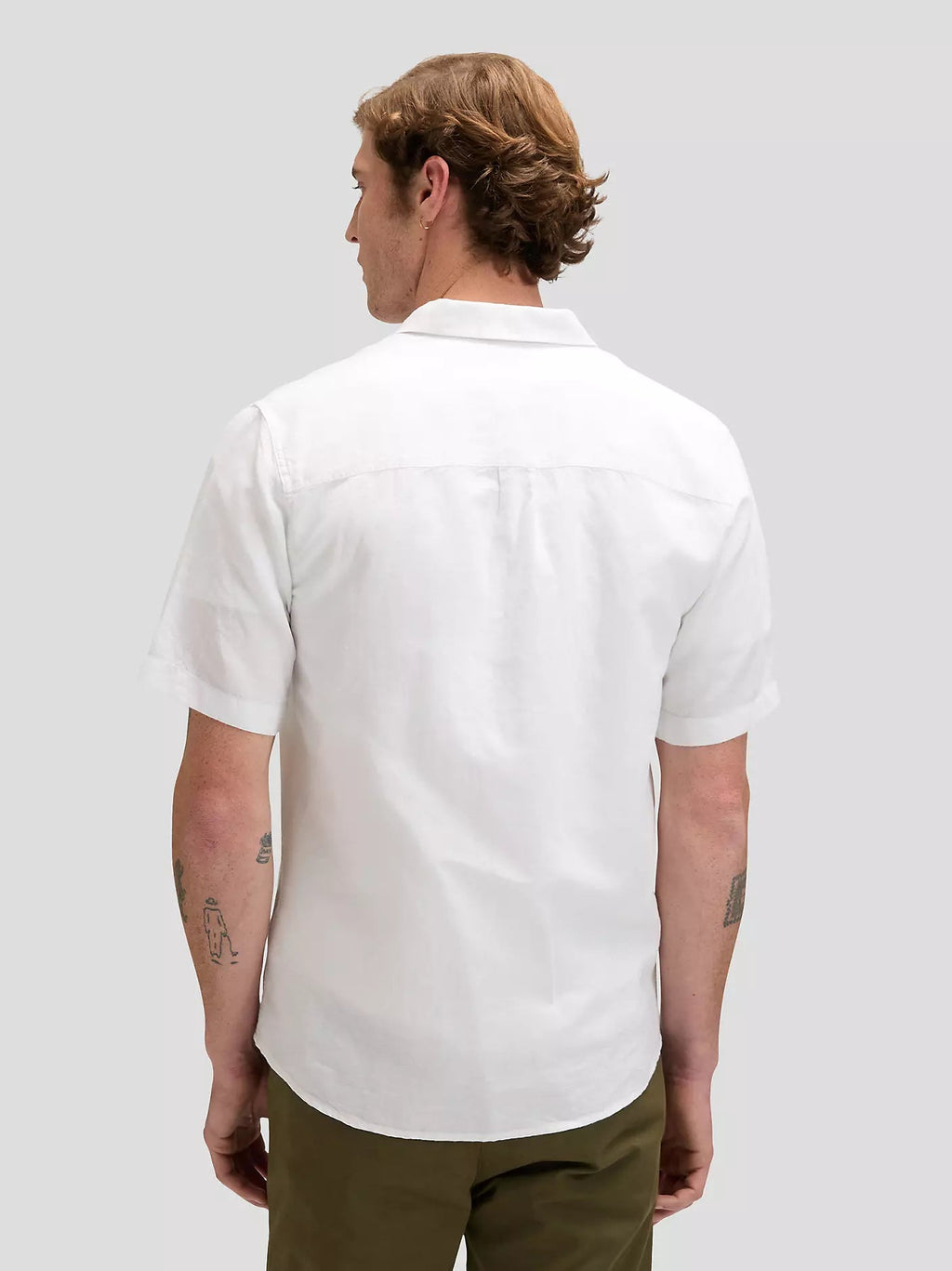 Lee Camicia Uomo Manica Corta 112376562 Bianco Lino Cotone