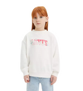 Levi's Kids Felpa girocollo da ragazza co logo e ricamo fiori 4EK796-X1O bianco zucchero