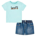 Levi's Kids completino infant maglietta manica corta e pantaloncino in jeans 6EH344 E2D turchese