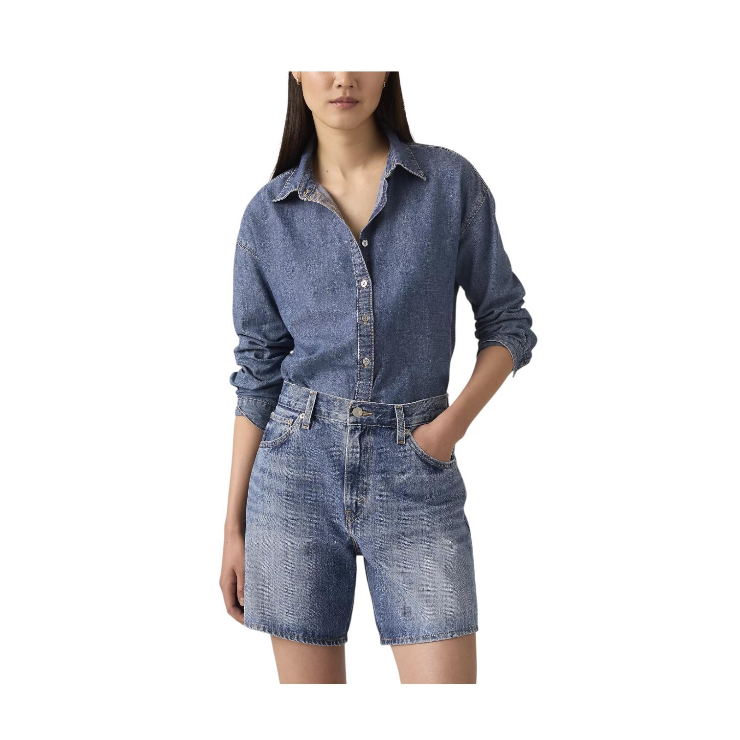 Levi's Short Oversize Vita Alta A93110005 Worn Memory Blu Donna