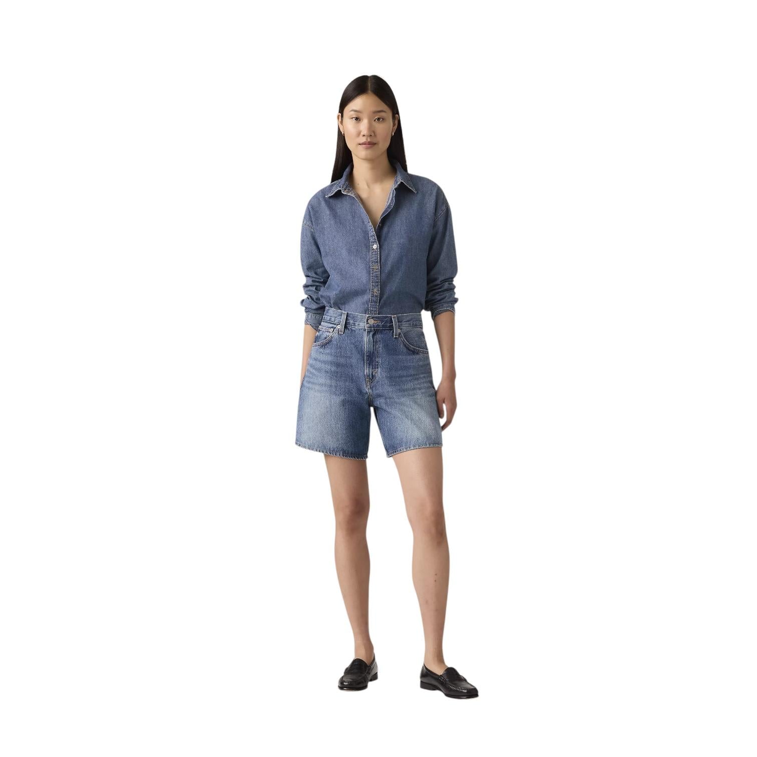 Levi's Short Oversize Vita Alta A93110005 Worn Memory Blu Donna