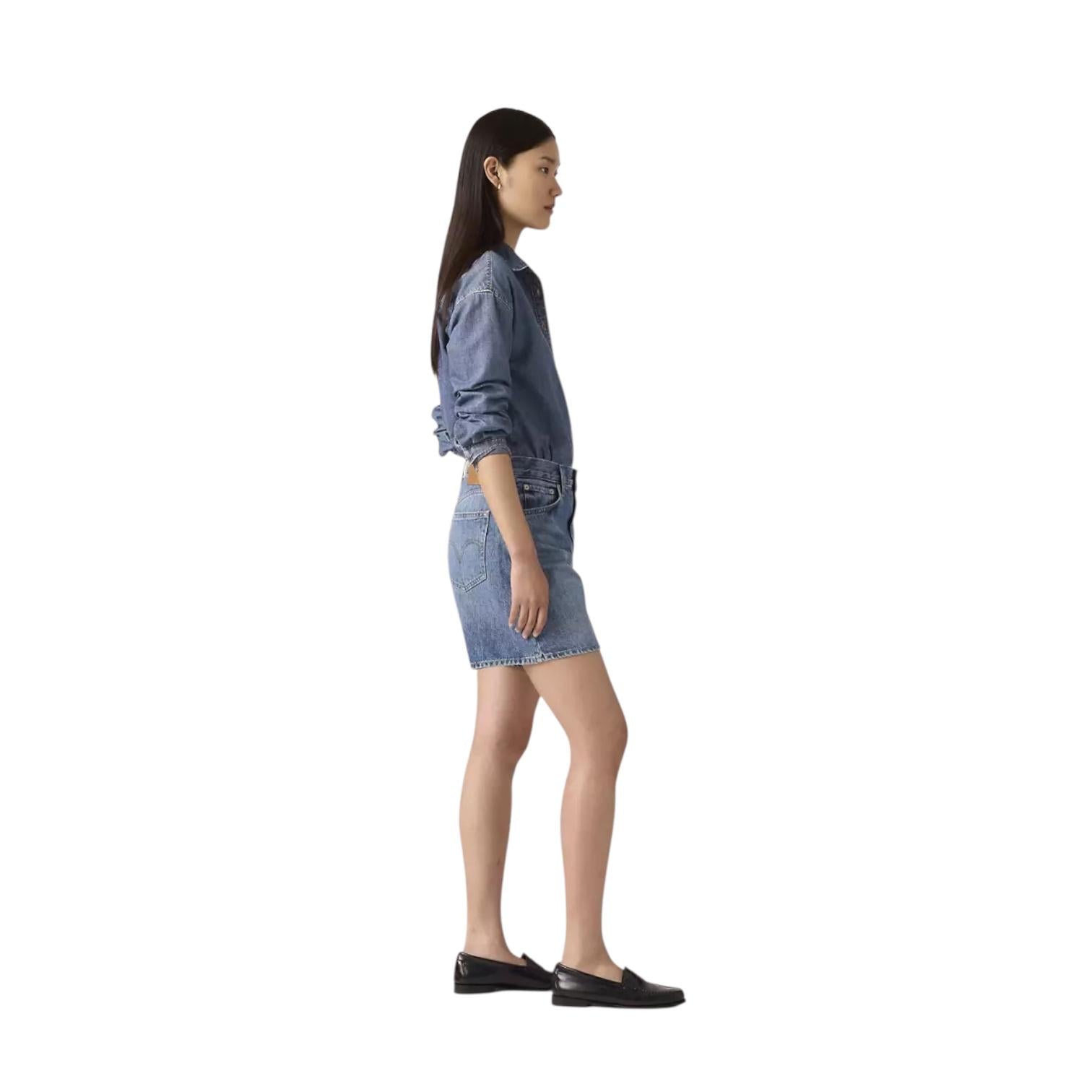 Levi's Short Oversize Vita Alta A93110005 Worn Memory Blu Donna