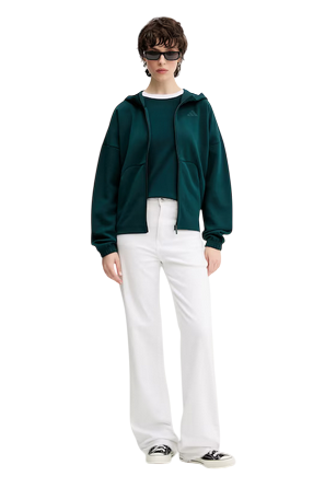 Felpa Adidas Essentials Donna con Cerniera e Cappuccio JW7876 - Verde