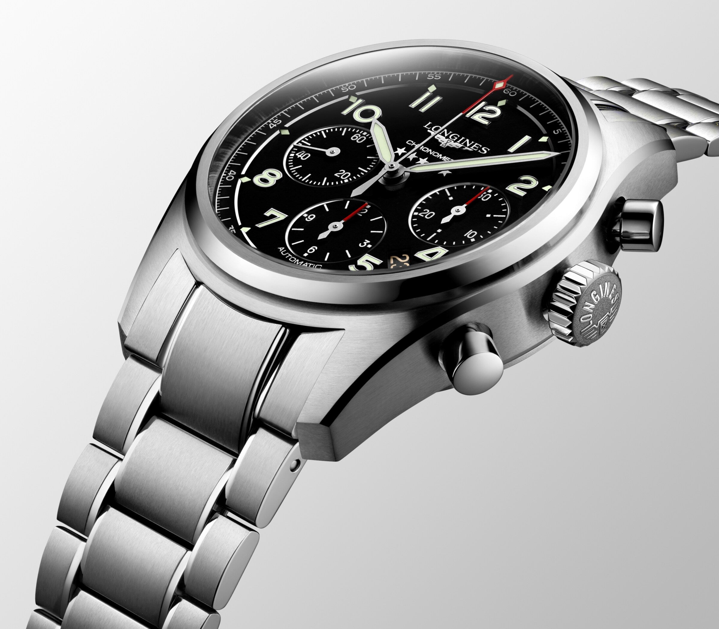 Longines Spirit Chronograph – Orologio automatico Swiss Made, quadrante nero, cassa 42mm – L3.820.4.53.6