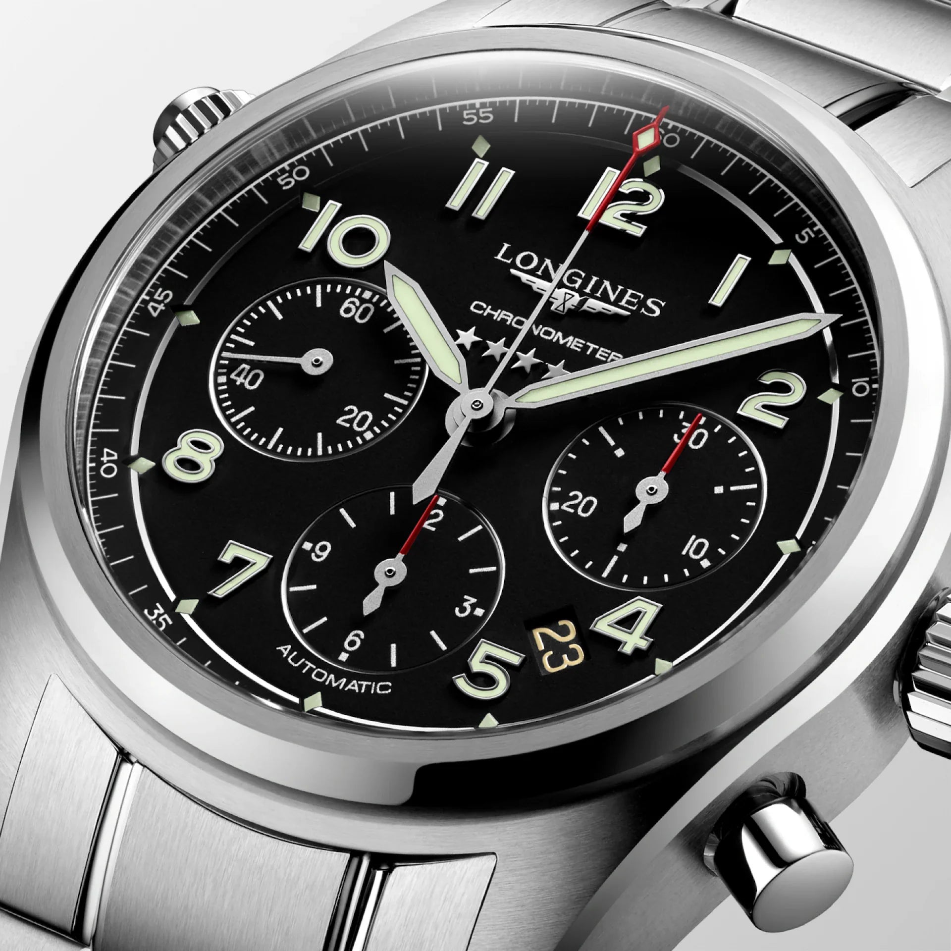 Longines Spirit Chronograph – Orologio automatico Swiss Made, quadrante nero, cassa 42mm – L3.820.4.53.6