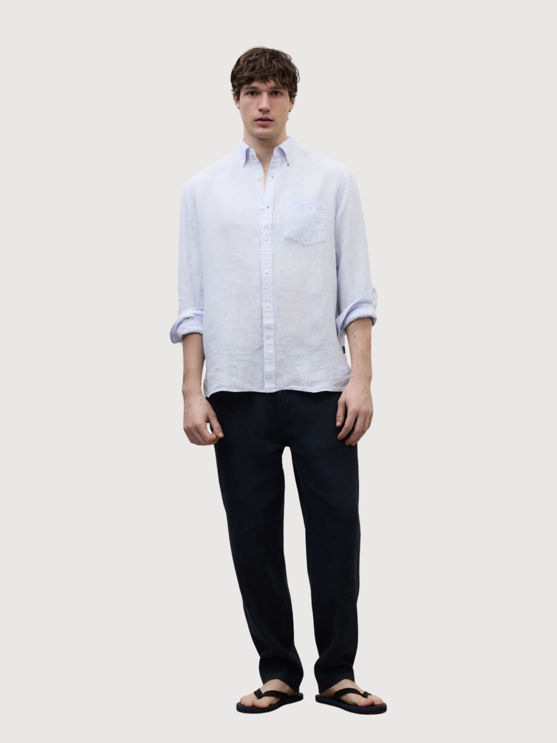 ADAN SHIRT MAN White Sky Blue Stripes | ECOALF