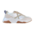 Munich scarpa sneakers da donna con X glitter dorato e inserto pitonato sul dorso Wave 173 perla