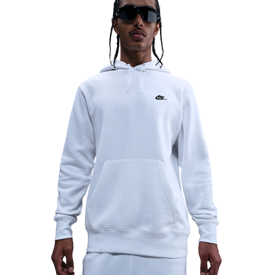 Nike Felpa Club Fleece con Cappuccio Uomo FN3859-100 Bianco