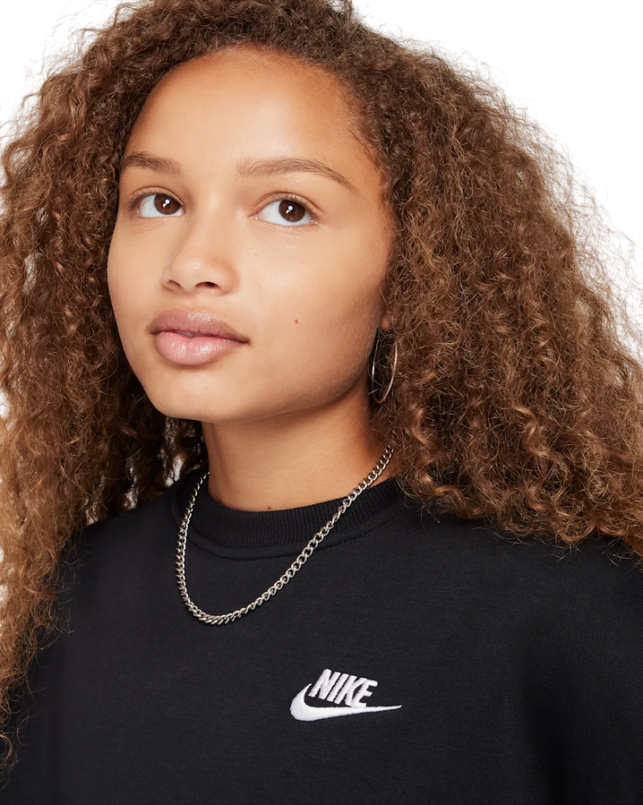Nike Felpa Boxy Sportswear Club Fleece FZ9244-010 Nera Bambina