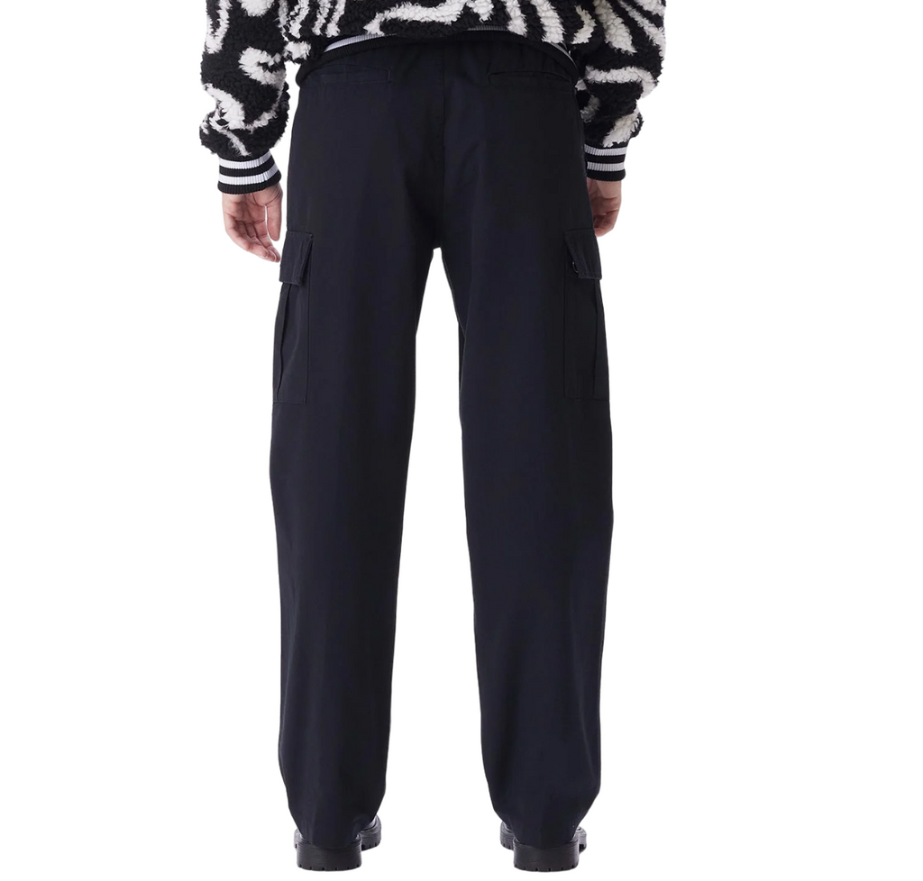 Obey pantalone Cargo in ripstop con elestico in vita 142020196 nero