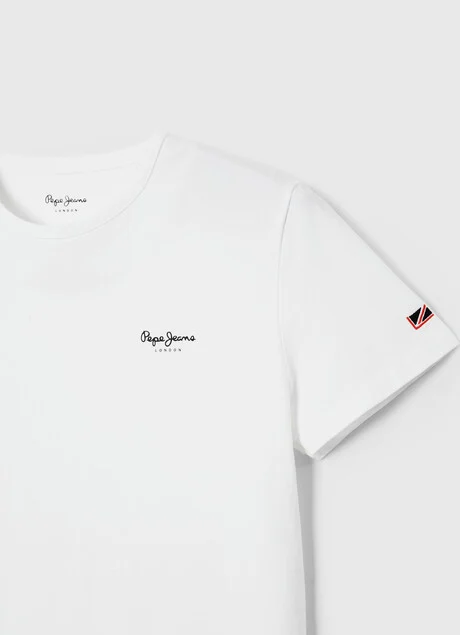 Pepe Jeans maglietta maniche corte da uomo con logo stampato Original Basic PM508212 800 bianco