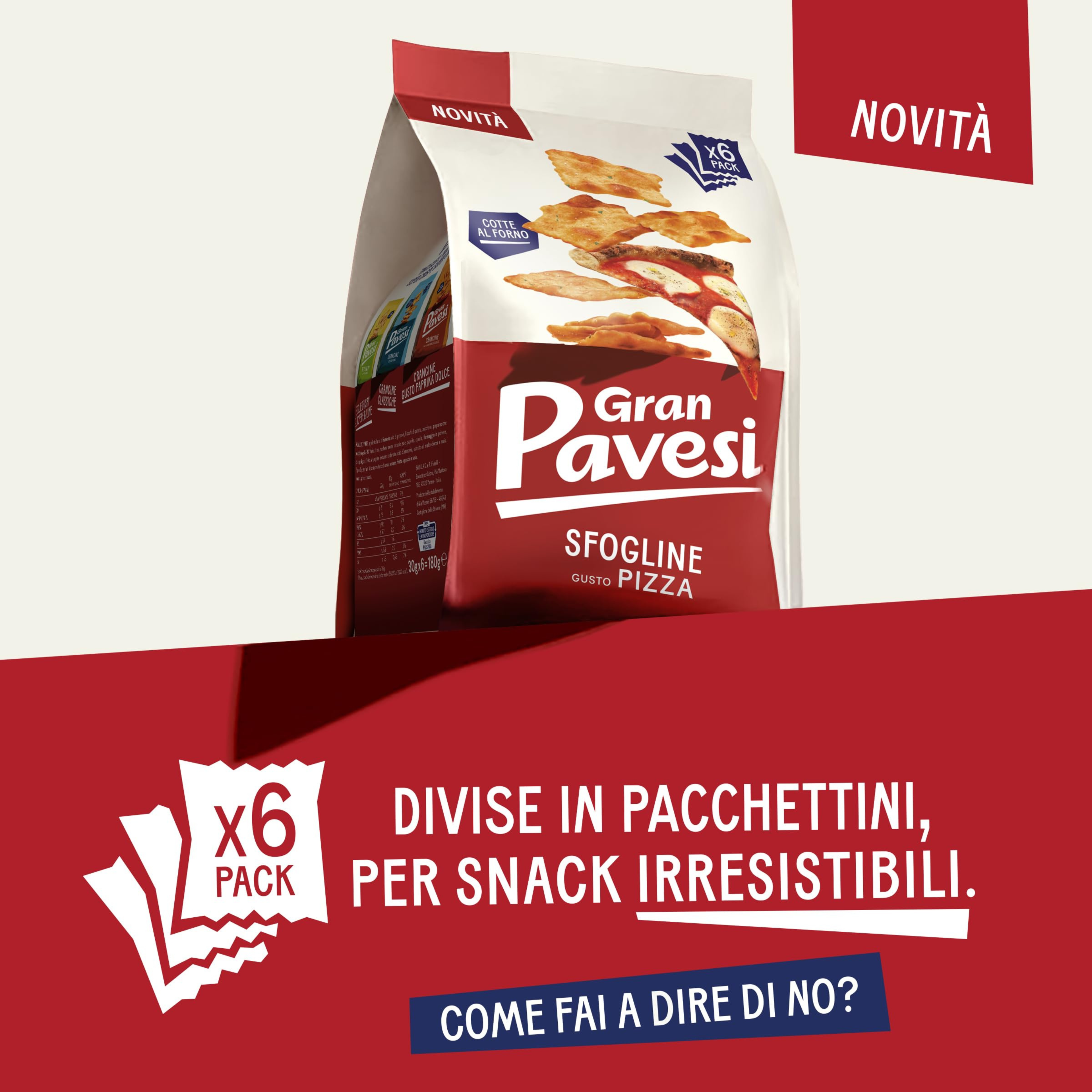 Gran Pavesi Sfogline gusto pizza da 30 grammi - Confezione da 6 pezzi