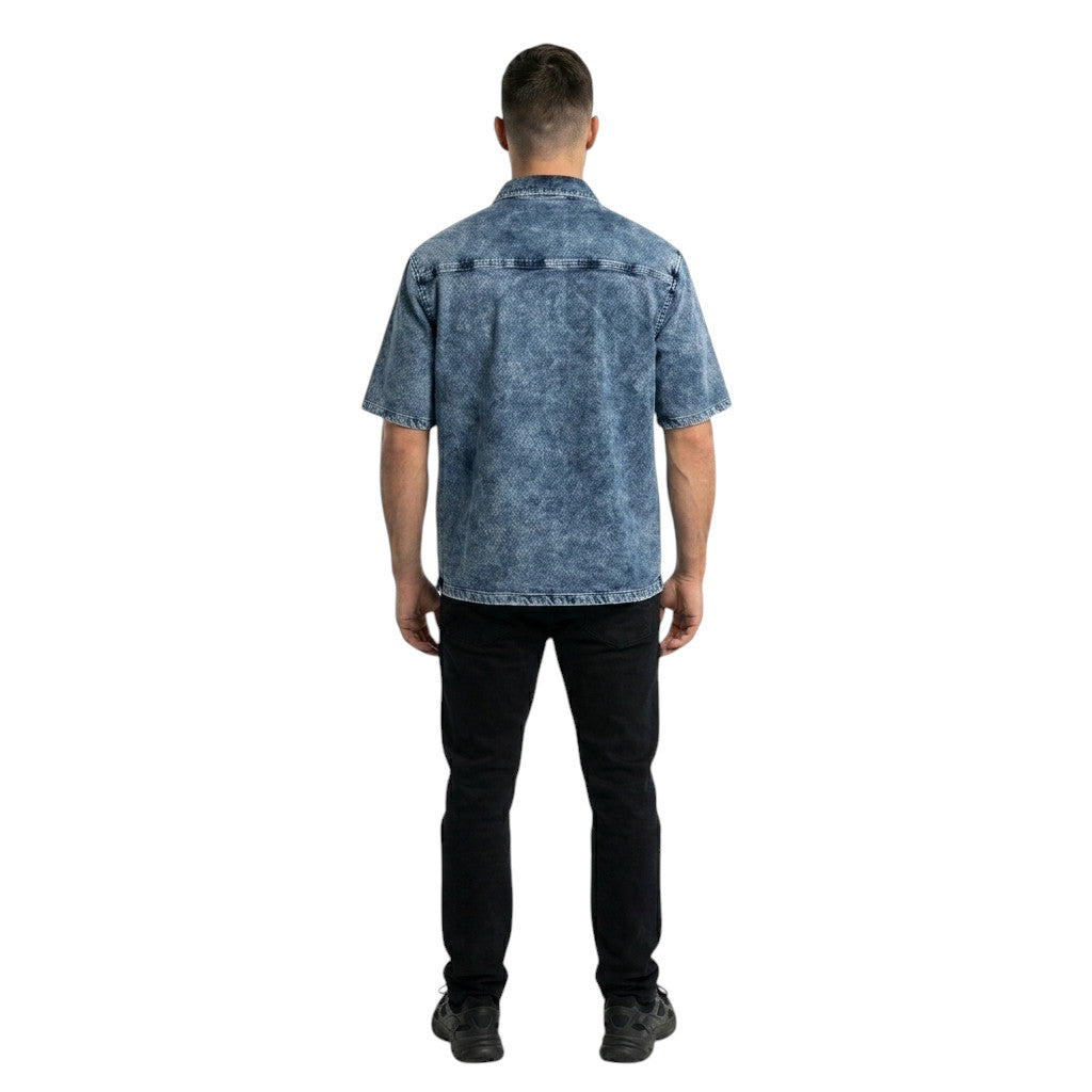 Project X Paris Camicia Uomo Manica Corta Jeans Blu - 2693109