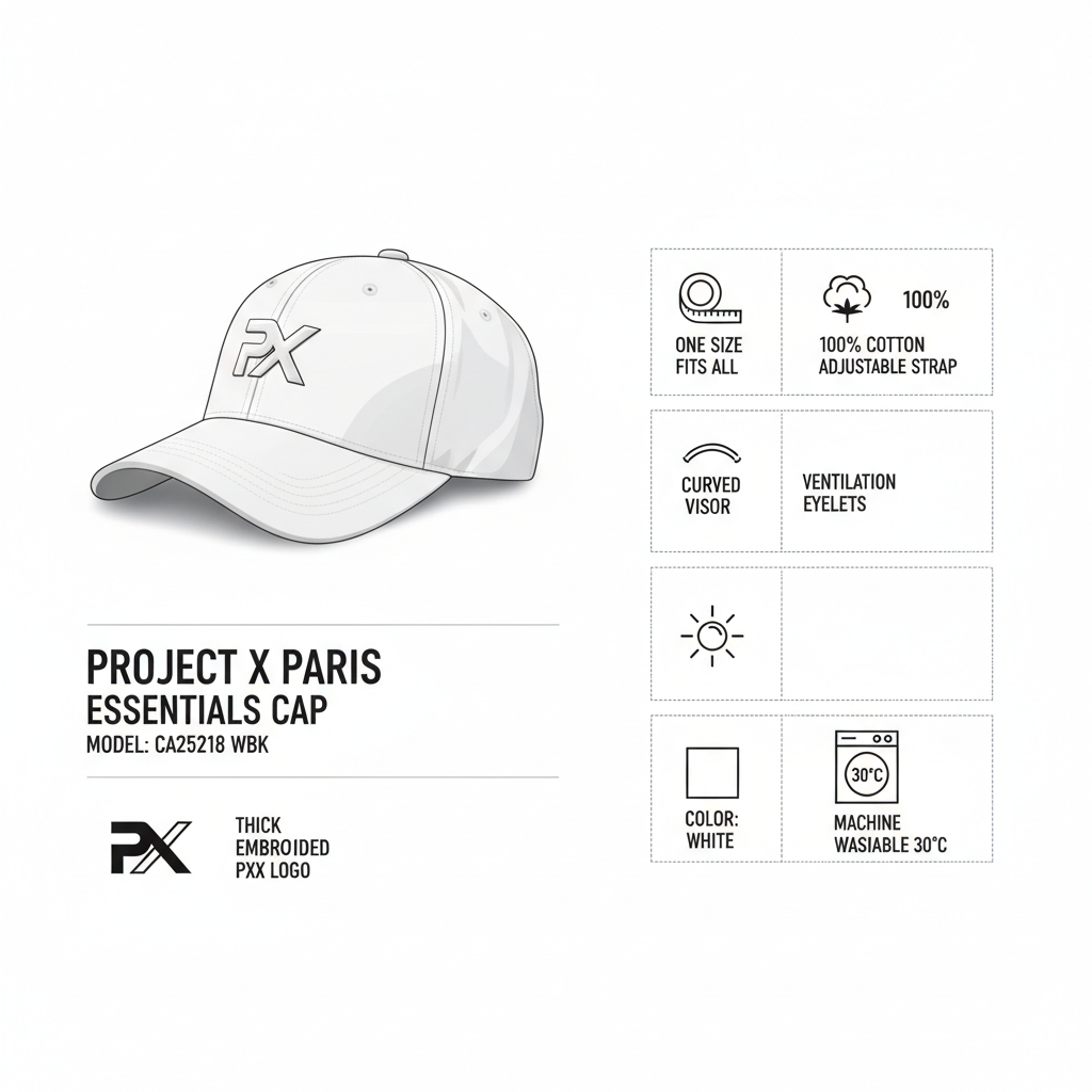 Project X Paris Cappello Visiera Essentials CA25218 WBK Bianco