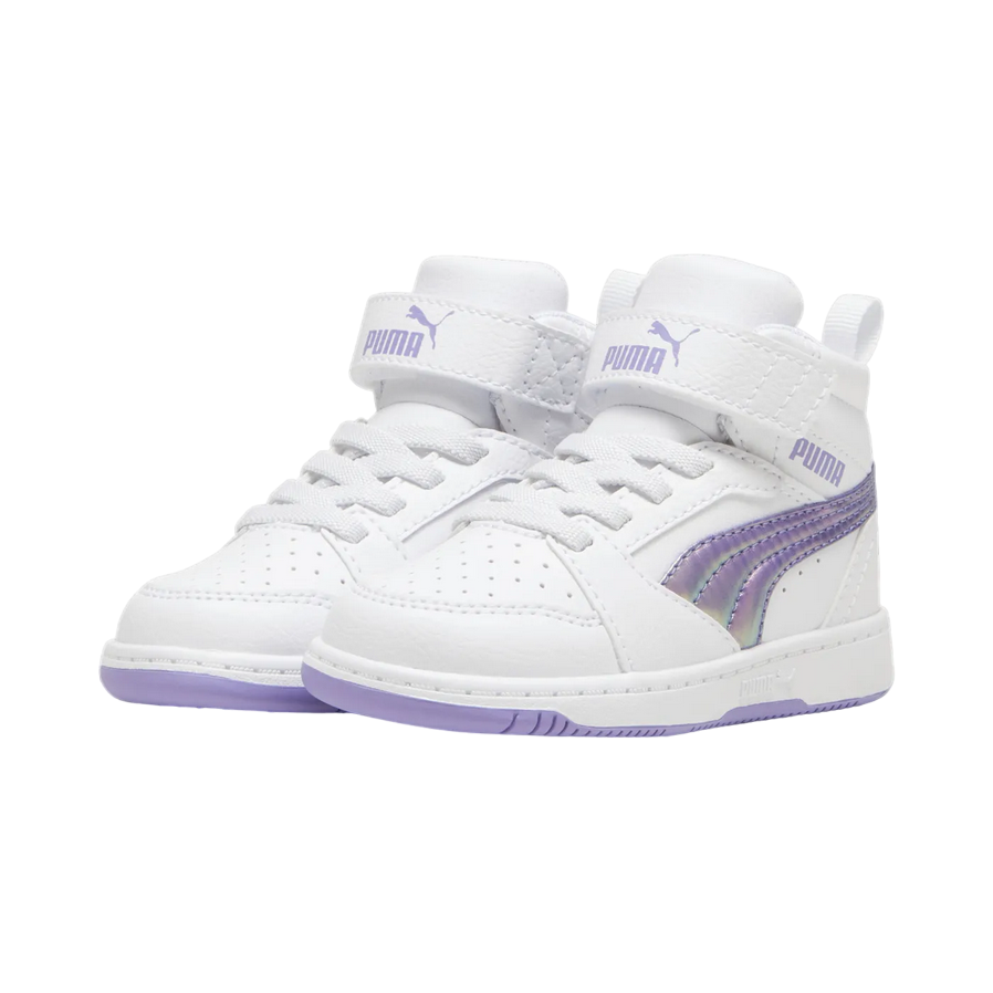 Puma Sneakers Bambina Rebound V6 Mid Bouncy 398727-01 Bianco-Lavanda