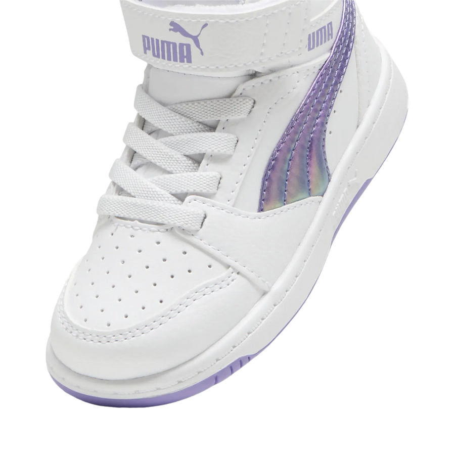 Puma Sneakers Bambina Rebound V6 Mid Bouncy 398727-01 Bianco-Lavanda