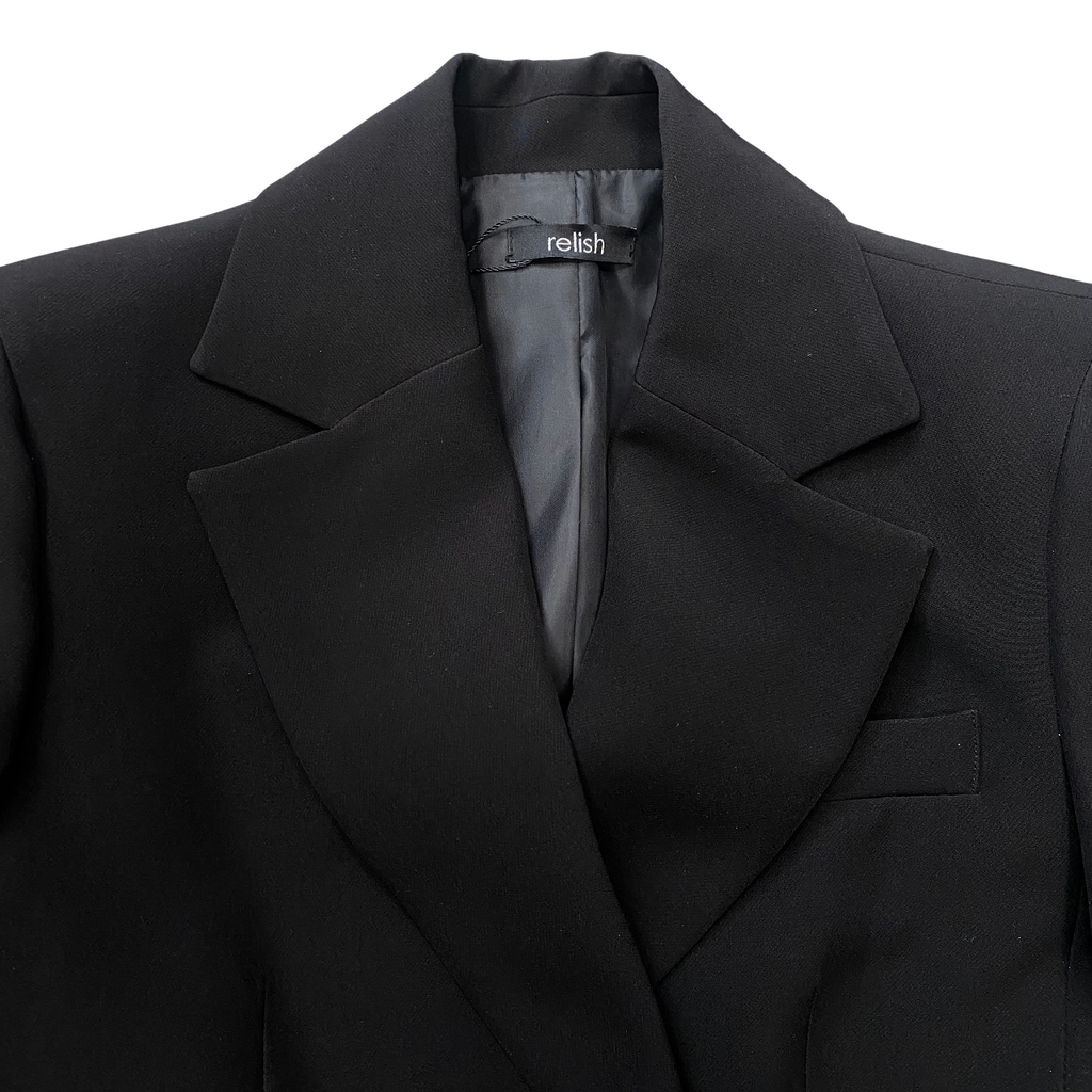 Relish – Abito Donna CRUZ Corto M.7/8 Effetto Giacca Doppiopetto con Revers e Tasche RDA2509006001 Nero | Eleganza Sartoriale, Struttura Femminile e Versatilità Made In Italy