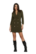 Relish – Abito Donna CRUZ Corto M.7/8 Effetto Giacca Doppiopetto con Revers e Tasche RDA2509006001 Verde | Eleganza Sartoriale, Struttura Femminile e Versatilità Made In Italy
