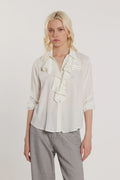 Relish Camicia da Donna YOUNG maniche tre quarti con arriccio e rouches più strass all over RDP2603009051 milk