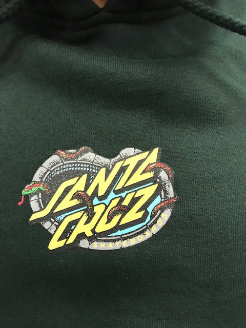 Santa Cruz felpa con cappuccio da uomo Pool Snakes Hand Hood SCA-HDY-501 verde