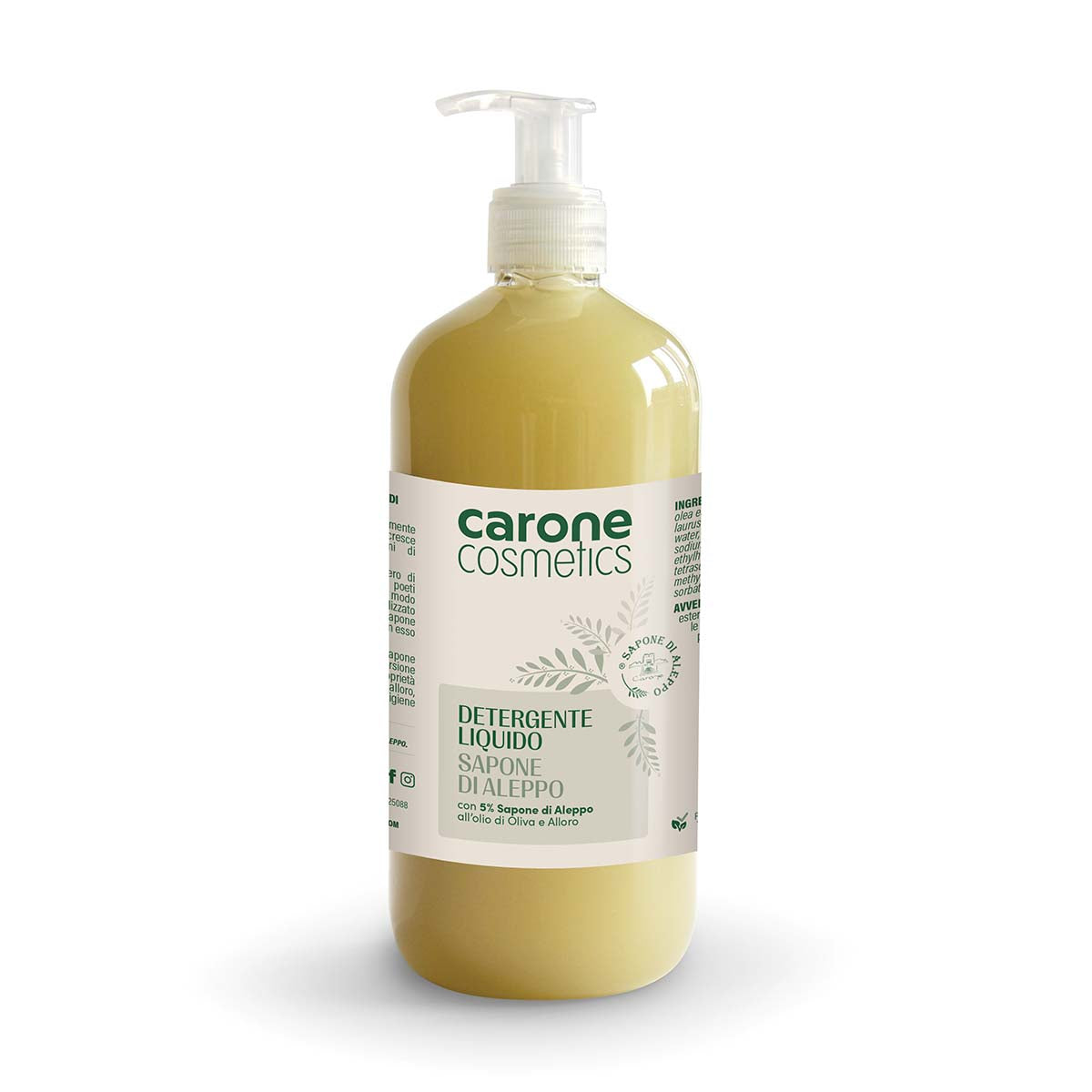 Sapone Di Aleppo Detergente Liquido 5%  Delicato Per Tutti i Tipi Di Pelle  500 ml