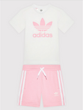 Adidas completo da ragazza t-shirt e pantaloncino HC9507 white-true pink