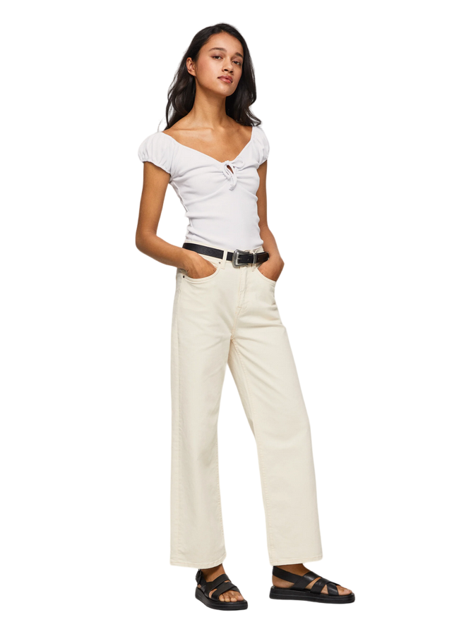 Pepe Jeans Magletta da donna con scollo a cuore PL505454 800 white