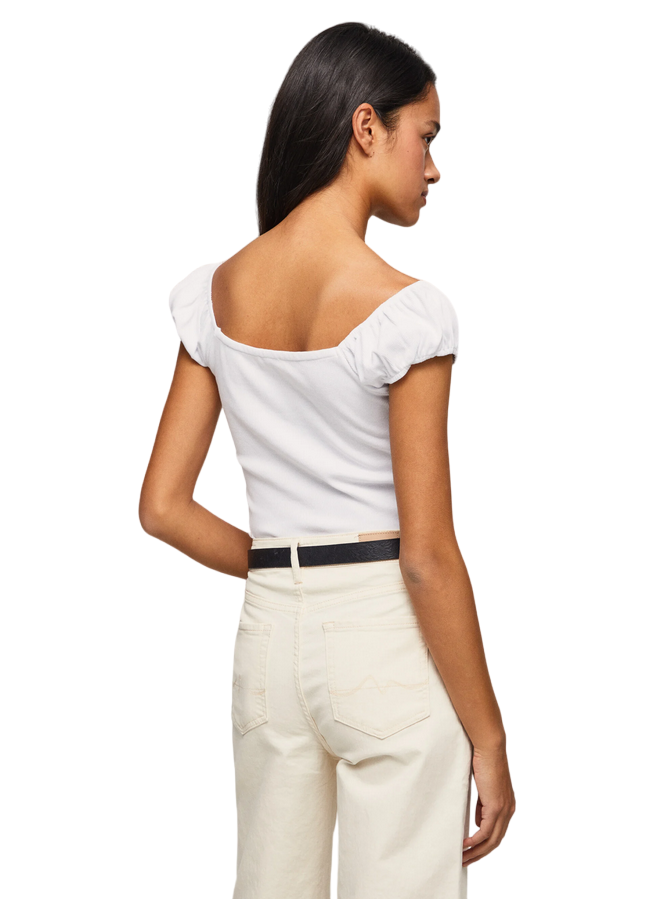 Pepe Jeans Magletta da donna con scollo a cuore PL505454 800 white