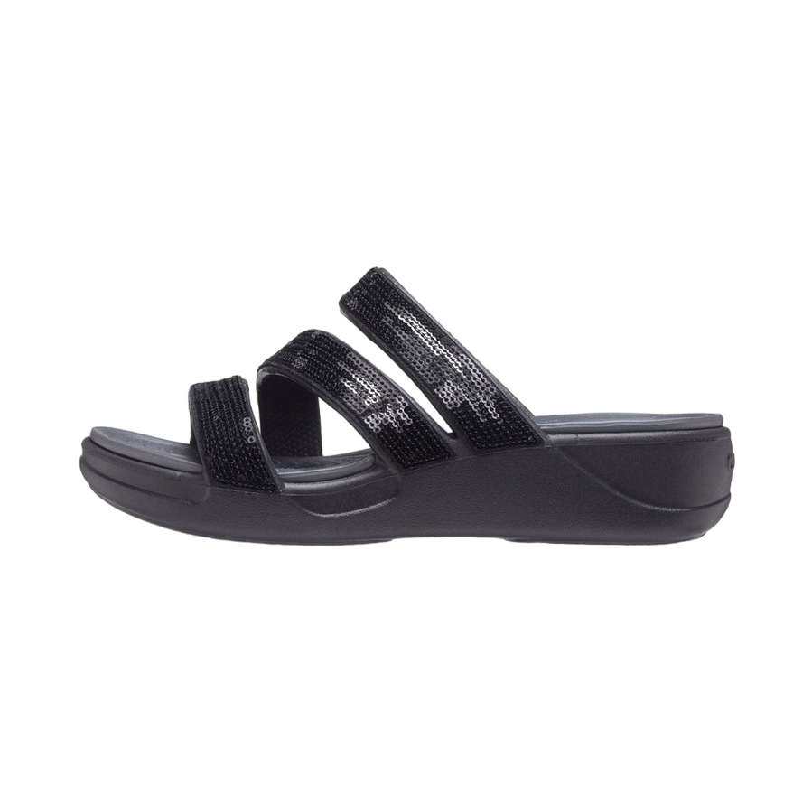 Crocs sandalo da donna Boca Sequin Strappy Wedge W 207645-BLK nero