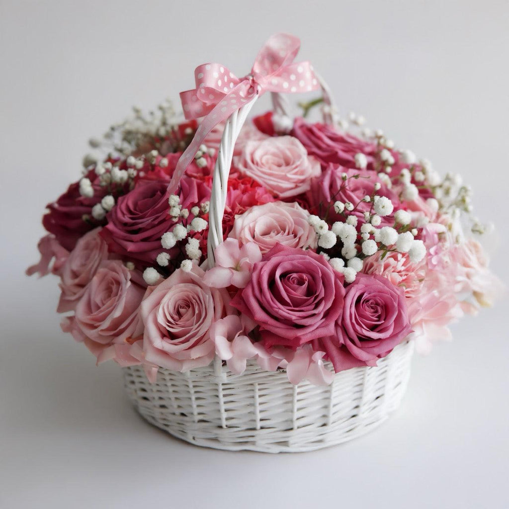 INCANTO ROSA – Ciotola di Rose Rosa e Fiori Tonalità Pastello