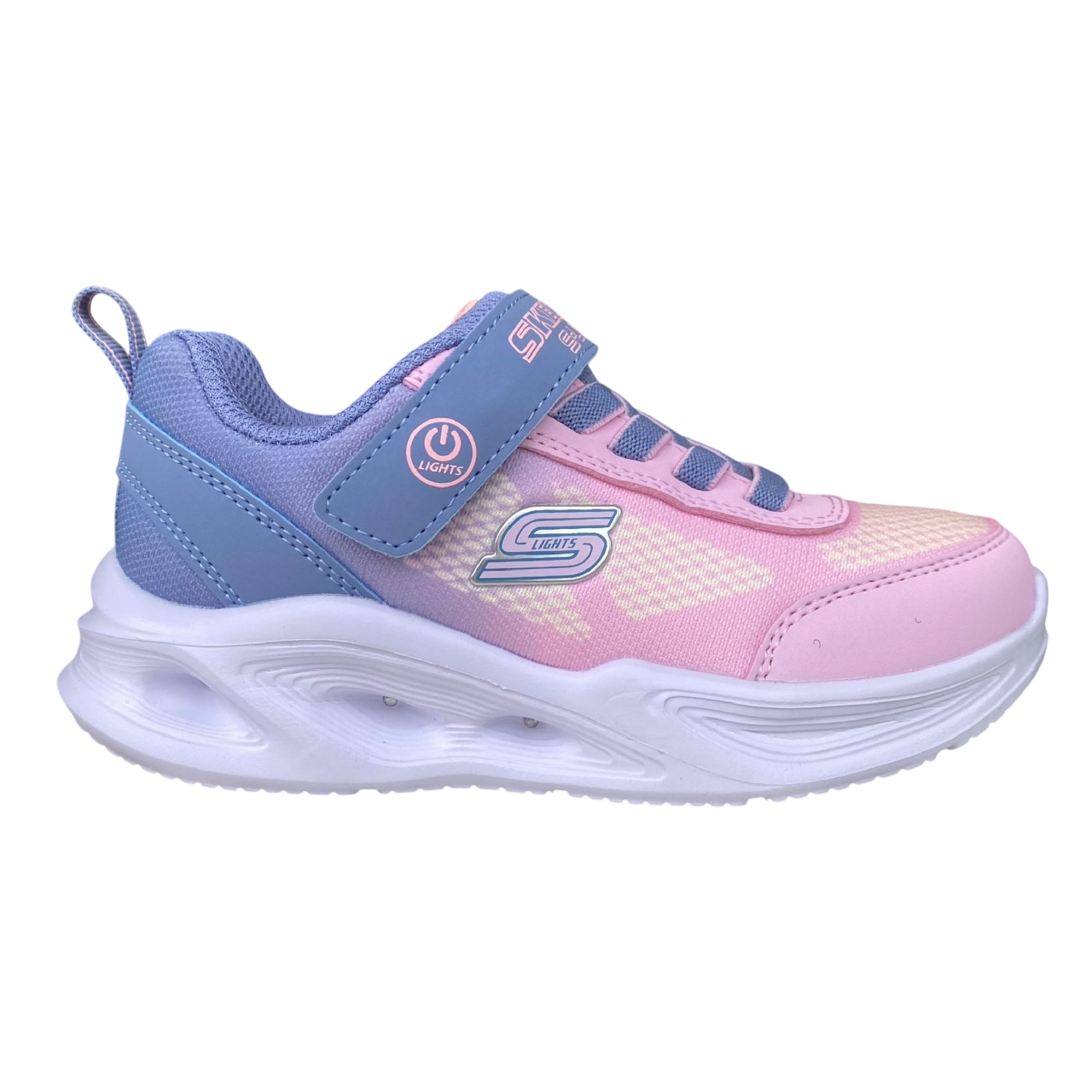 Skechers Sneakers Bambina S-Lights Sola Glow Ombre Deluxe 303714L/GYLP Grigio Rosa