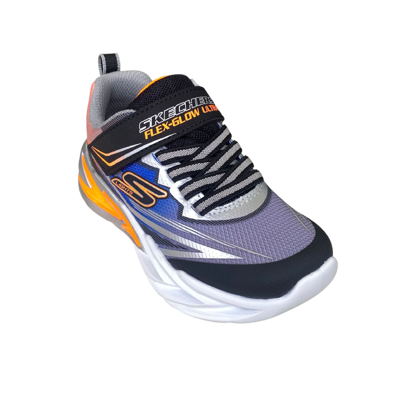 Skechers scarpa da ginnastica da bambino con luci S Light Flex Glow Ultra 400139L/BKS nero-argento
