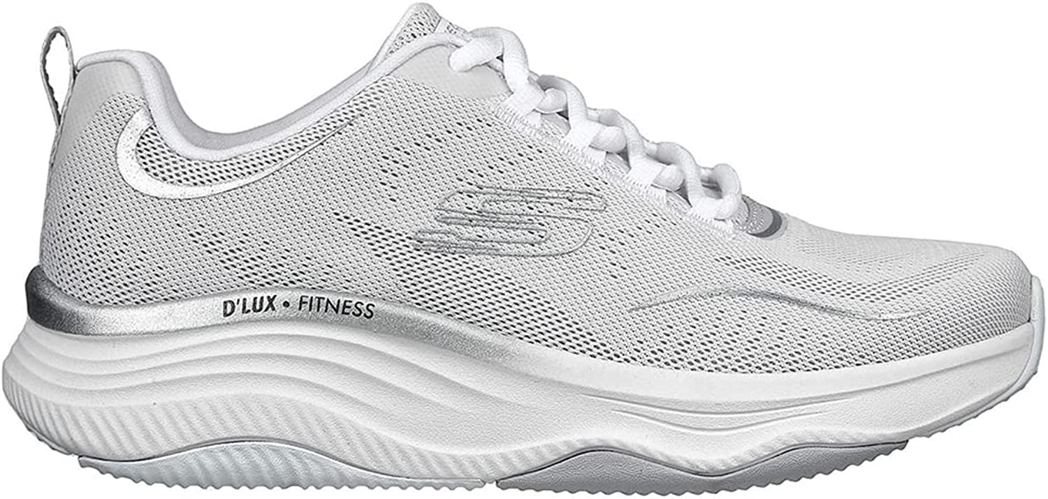 Skechers D'Lux Fitness Pure Glam 149837 Sneaker Donna Memory Foam Bianco