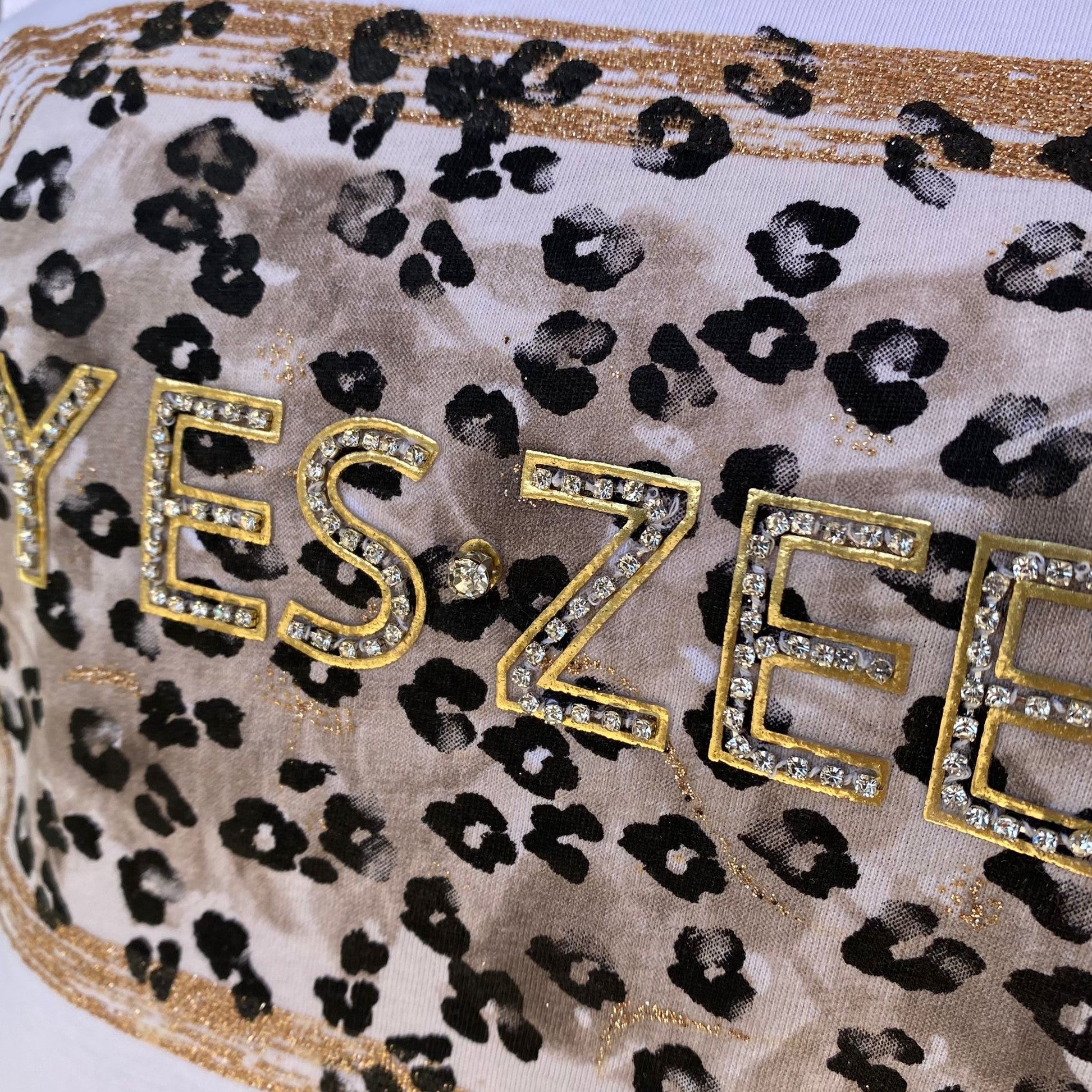 Yes Zee Maglietta Donna 1461 con Brillantini – T-Shirt Gesso