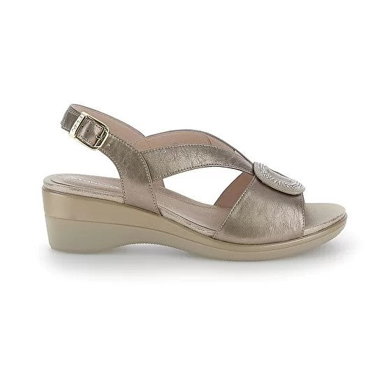 Stonefly Sandalo Donna Zeppa Oro Nappa Strass Blusoft - Vanity III 220860 Z00