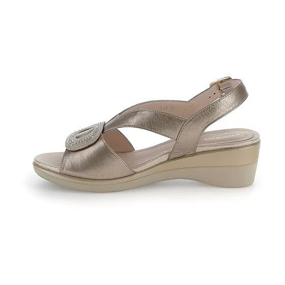 Stonefly Sandalo Donna Zeppa Oro Nappa Strass Blusoft - Vanity III 220860 Z00