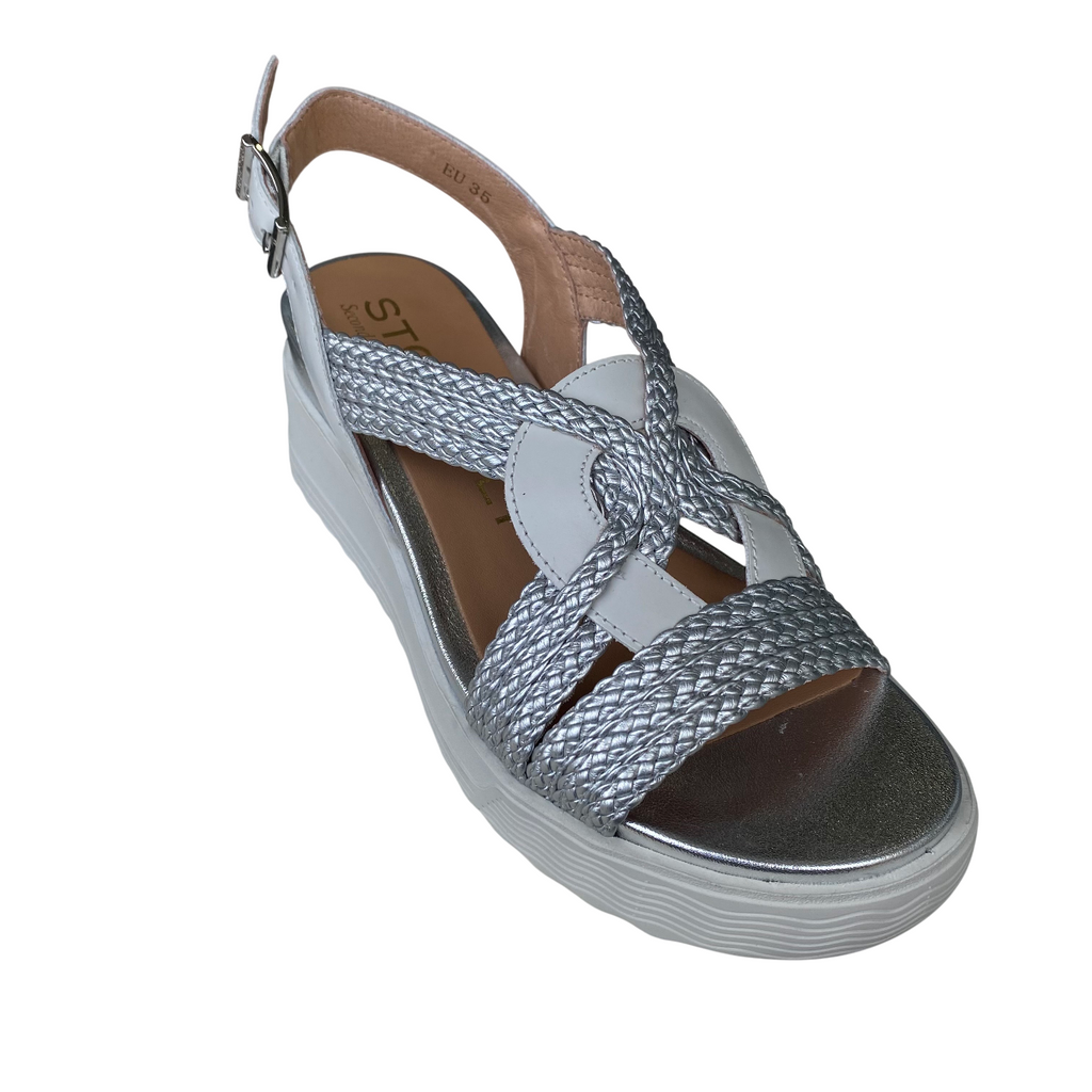 Stonefly sandalo con zeppa da donna Parky 24 220895 849 bianco-argento