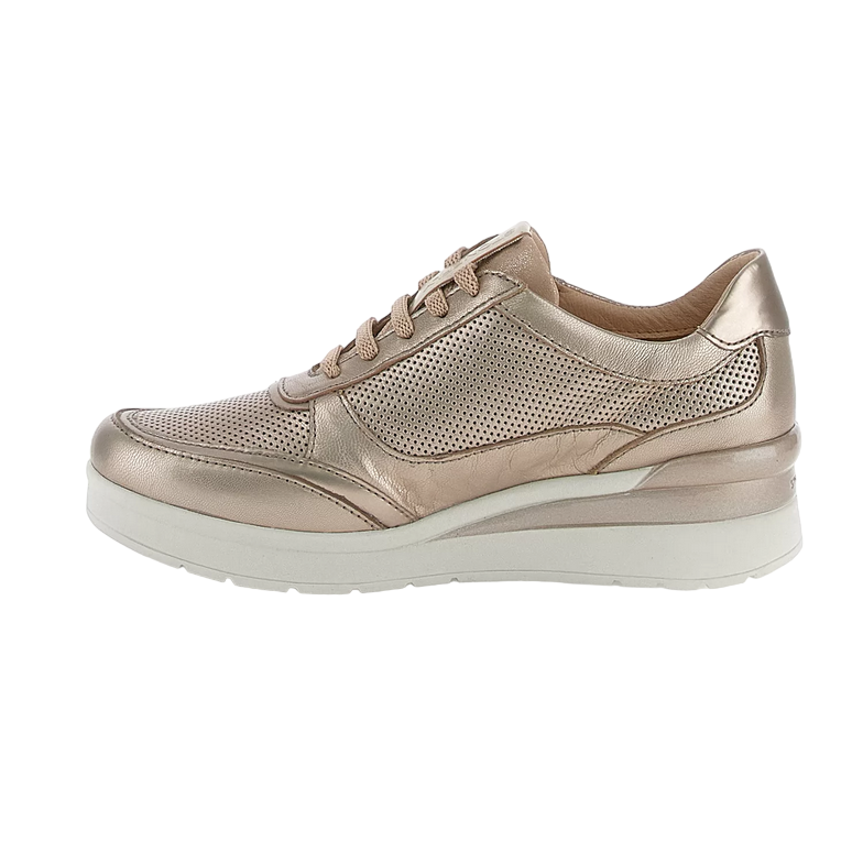 Stonefly scarpa casual da donna con laccio e cerniera Cream 52 in pelle laminata 220738 I89 tortora