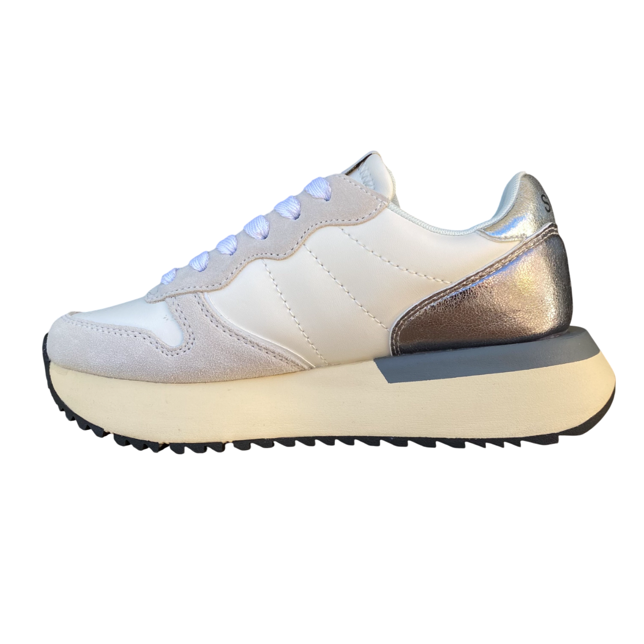 Sun68 Big Stargirl – Sneaker Donna in Similpelle e Suede Z45222 01 Bianco | Stile Running, Dettagli Laminati, Comfort Metropolitano