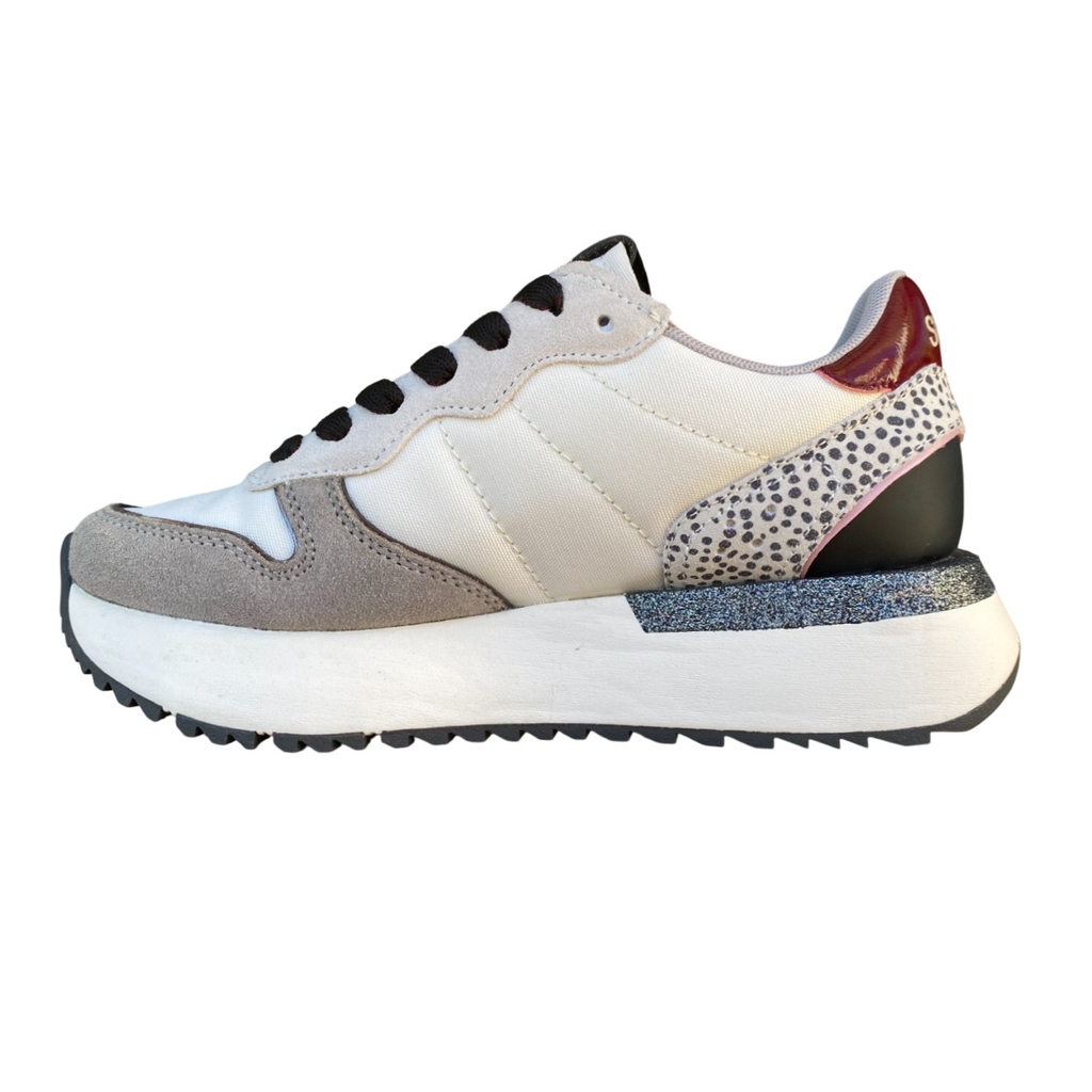 Sun68 – Sneaker Big Stargirl Donna in Nylon e Suede Bianco Panna Animalier | Dettagli Fashion, Stile Running e Comfort Metropolitano