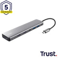 ADATTATORE DOCKING STATION MULTIPORT 7 IN 1, 2 HDMI 4K (60HZ)+ 1 DP 4K (60HZ)+ 2 USB-A 3.2 + 1 USB-C PD - TRUST DALYX 7-IN-1 - ALLUMINIO [25661]