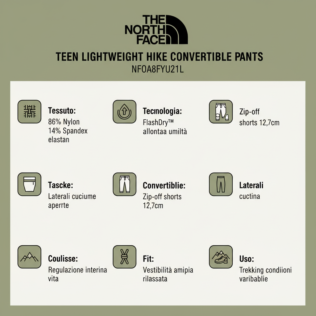 The North Face Teen Lightweight Hike NF0A8FYU21L New Taupe Green Pantalone Convertibile